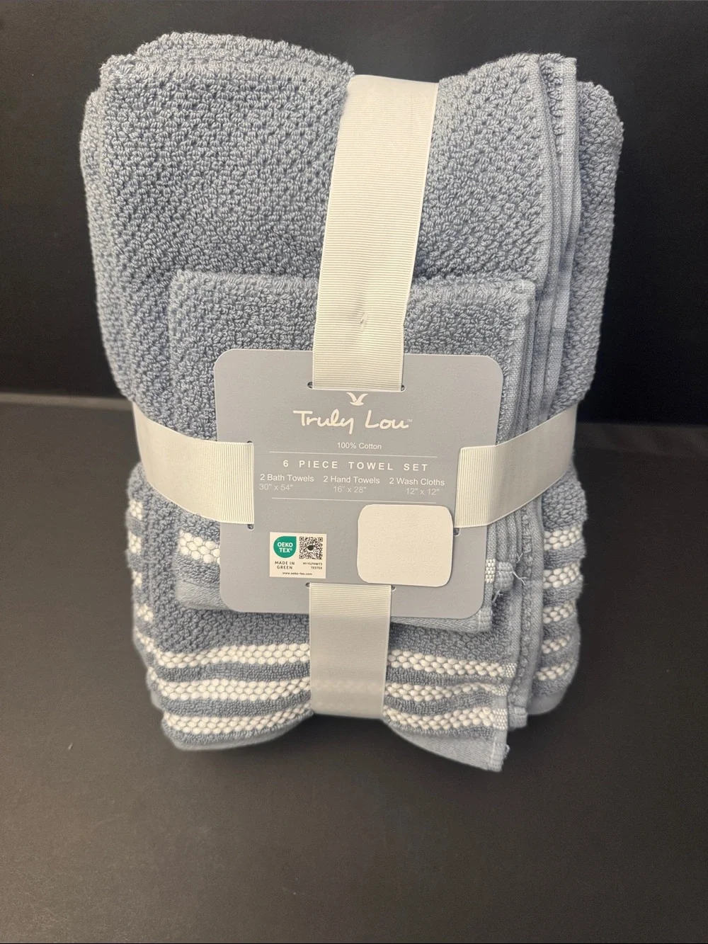 6pc TRULY LOU 100% Cotton Bath Towel Set - Moonstone